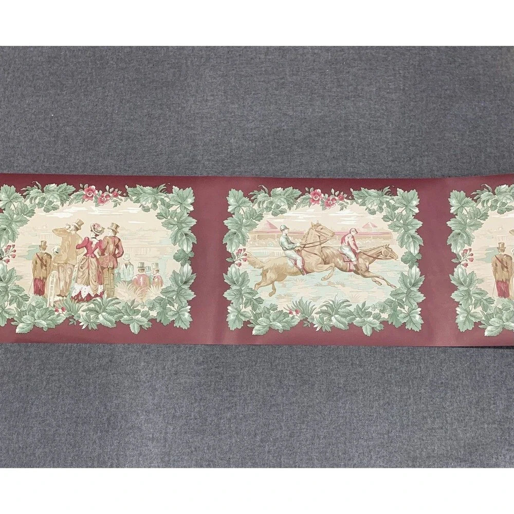 Equestrian English Horse Riding Club Vinyl Wallpaper Border 3 Rolls